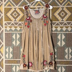 Johnny Was soft sand velvet dress. New with tags.
